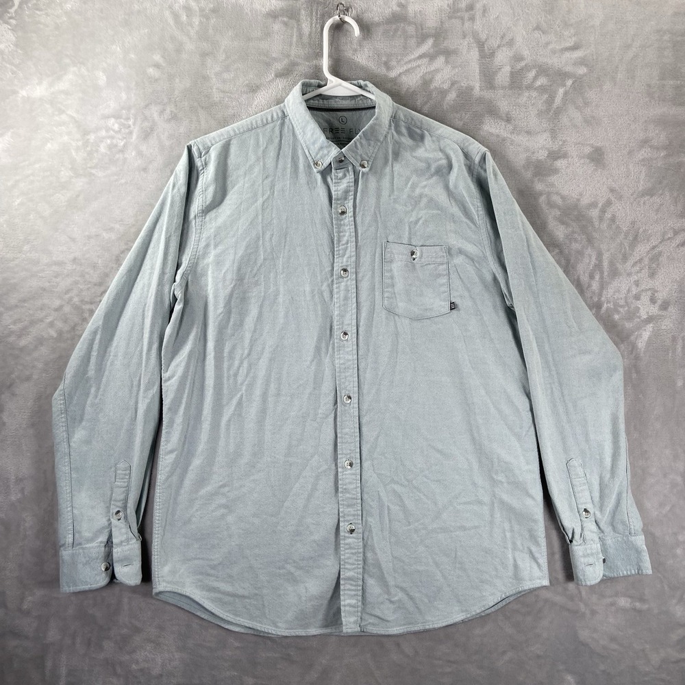 Free Fly Apparel Shirt men's Large Button Down Long Sleeve Stretch Oxford Green